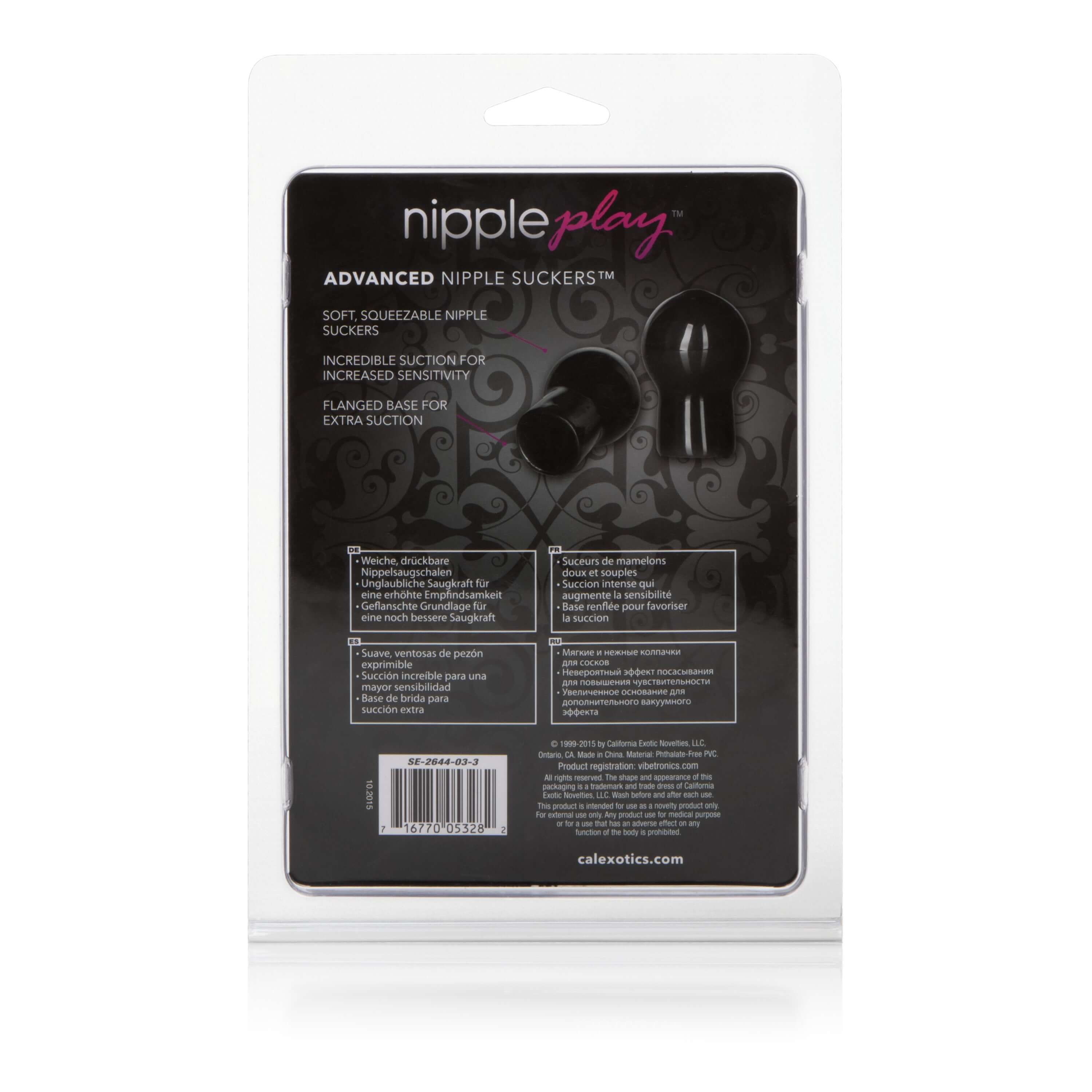 Nipple Play Advanced Nipple Suckers Black packaging showing soft, body-safe nipple enhancers designed for increased sensitivity.