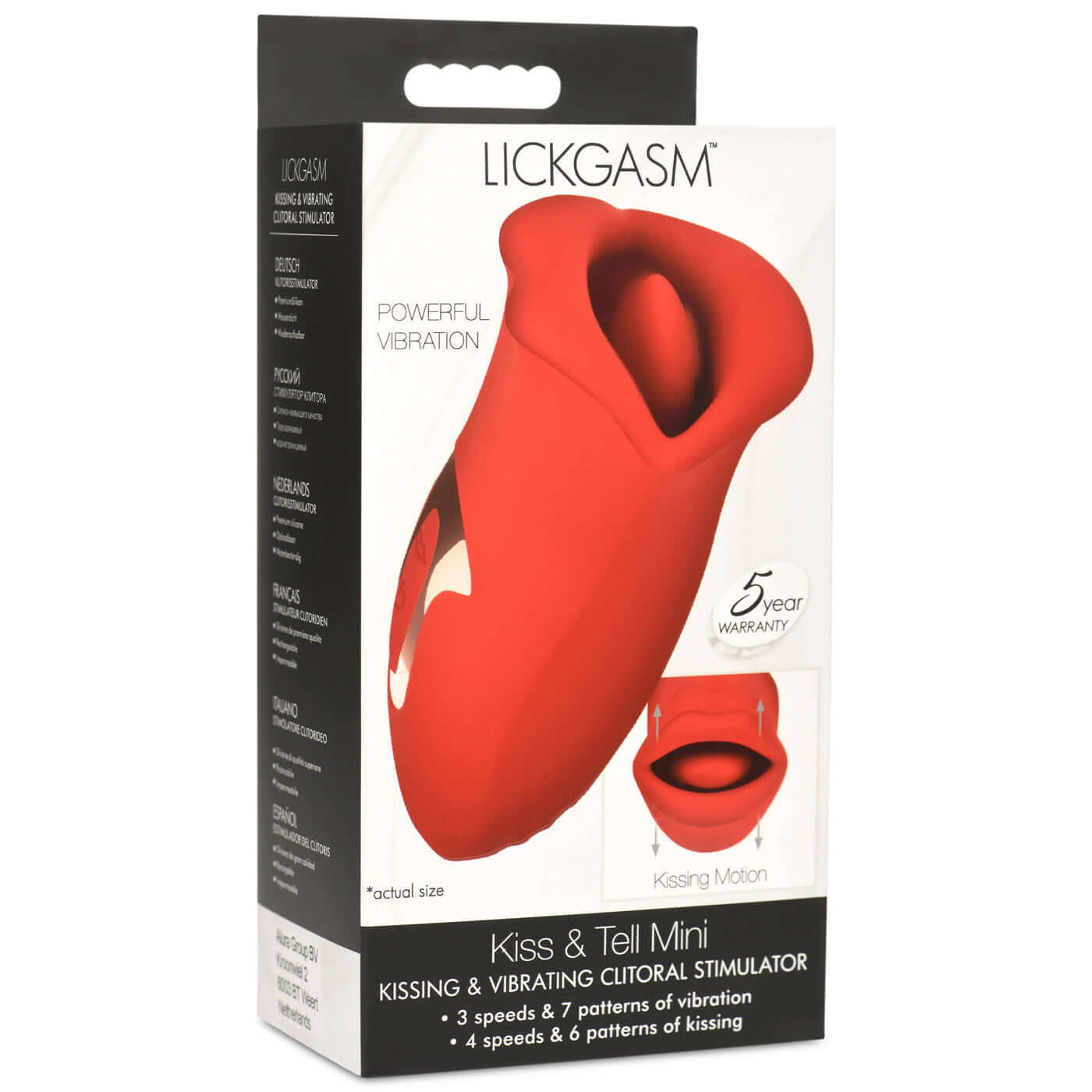 Lickgasm Kiss and Tell Mini Kissing and Vibrating Clitoral Stimulator in Red Packaging