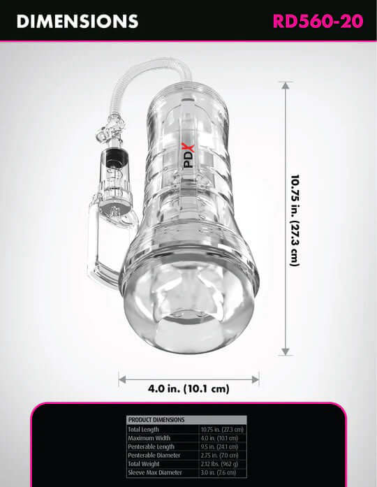 Pdx Elite Viewtube Vac XXL Pump See-Thru Ez-Grip Pump Stroker - Clear-2