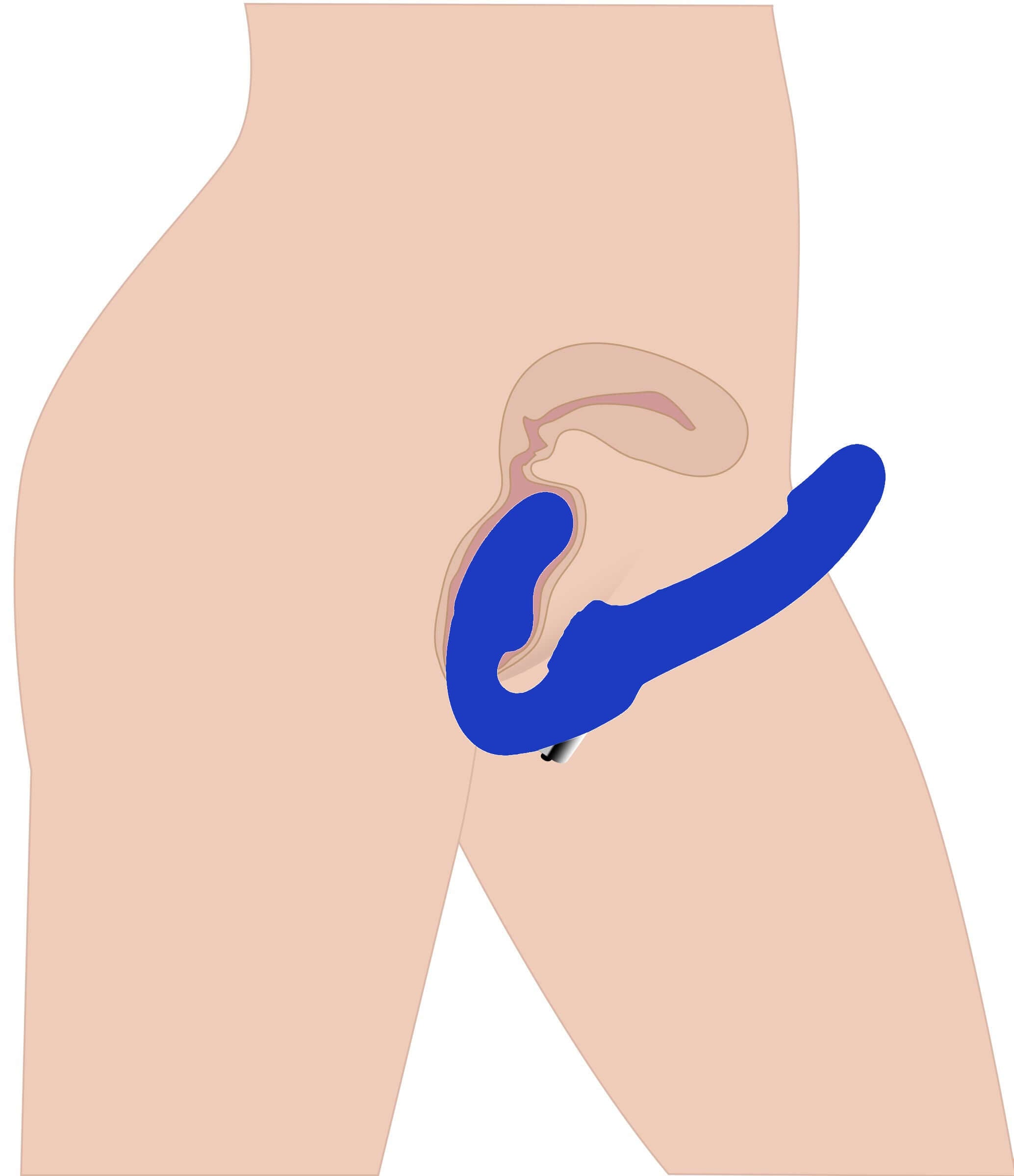 Revolver II Vibrating Strapless Strap on Dildo Blue shown in use for shared pleasure and intimacy.