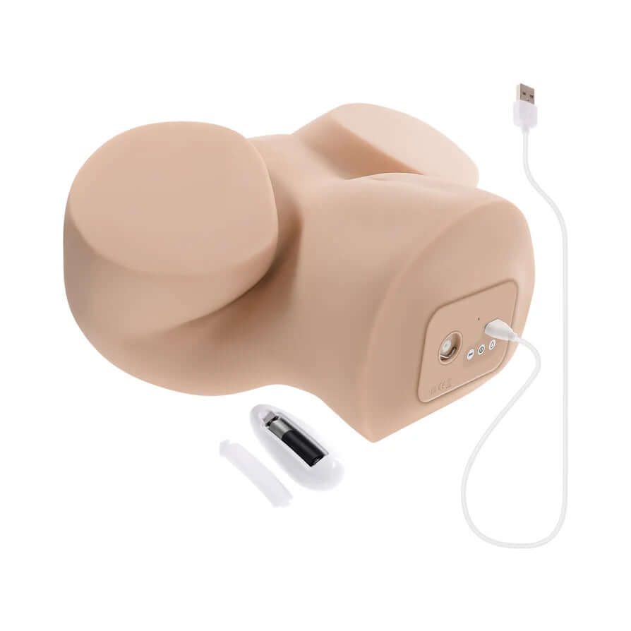 Squirt for Me XL Riley Reid Movie & Realistic Squirting Stroker showing lifelike design and USB charging feature.