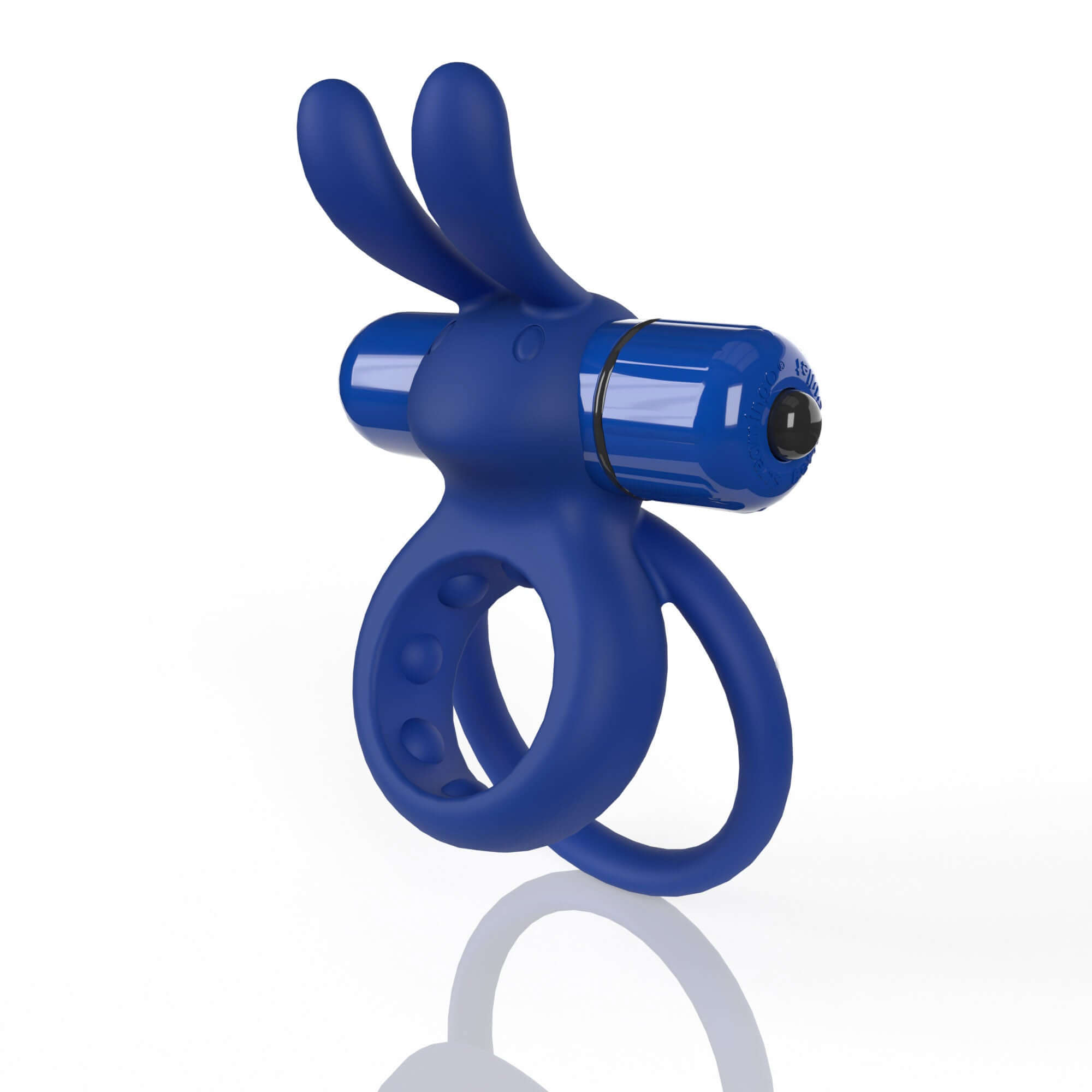 Screaming O 4B Ohare Wearable Rabbit Vibe Blueberry, a blue hands-free vibrator with rabbit ears for targeted pleasure.