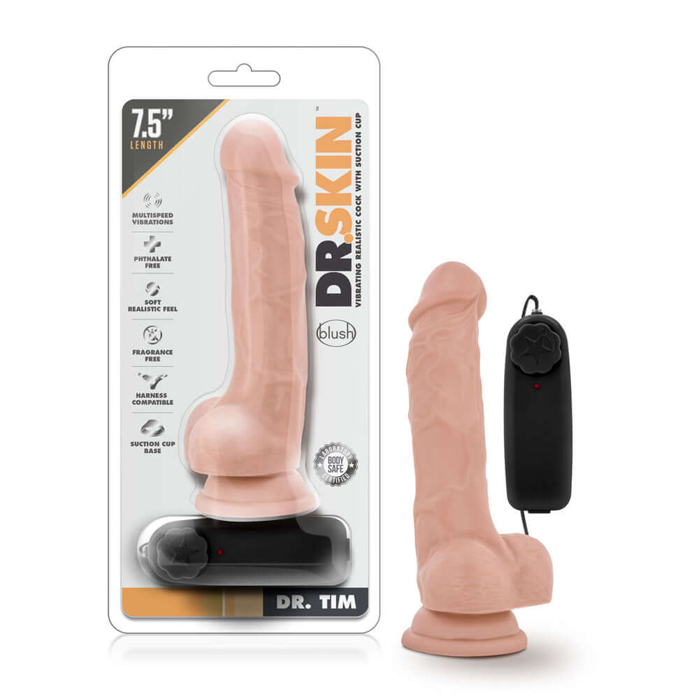 Dr. Skin - Dr. Tim - 7.5 Inch Vibrating Cock With Suction Cup - Vanilla-0