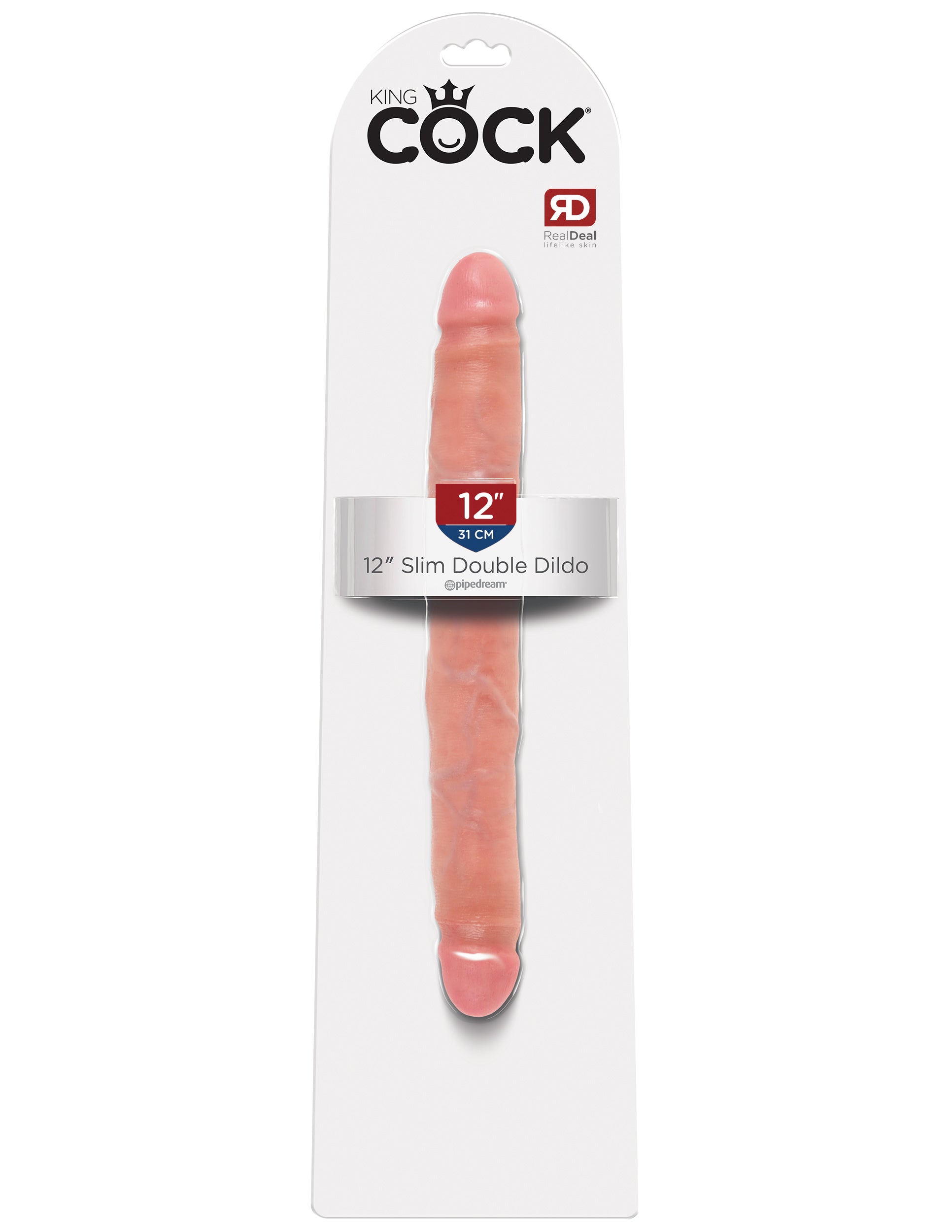 King Cock 12 Inch Slim Double Dildo - Flesh-2