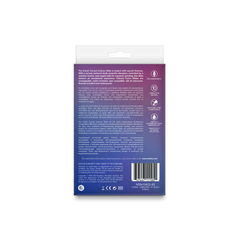 Colours Curve Vibrating 5&quot; Dildo - Purple-0