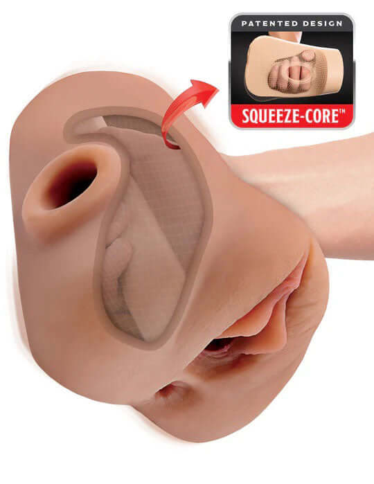 Pdx Plus Double Pounder Vibrating Squeeze Stroker - Brown-2