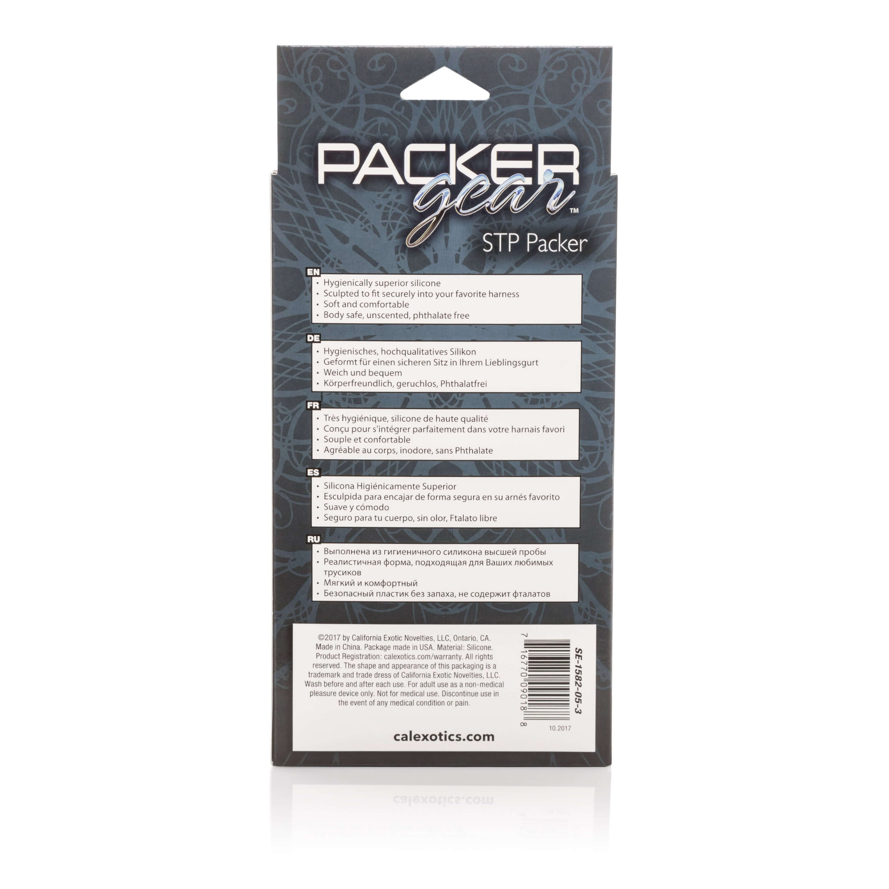 Packer Gear 5 Inch Stp Packer Ivory product packaging back showing features and instructions.