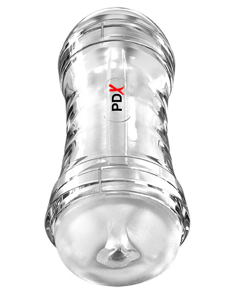 Wet Pussies Super Flip a Pussy Over Self-Lubricating Stroker showcasing its clear design and dual-ended functionality.