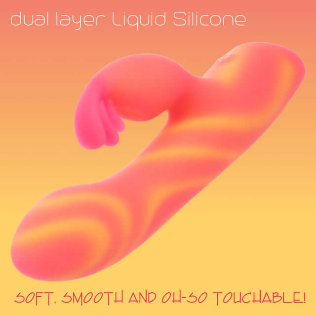 Endless Summer Moonlight Magic Vibrator Orange showcasing dual layer liquid silicone, soft and smooth design.