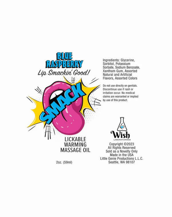 Smack Lickable Massage Oil, 3ml Pouch Display 36pc - Blue Raspberry-1
