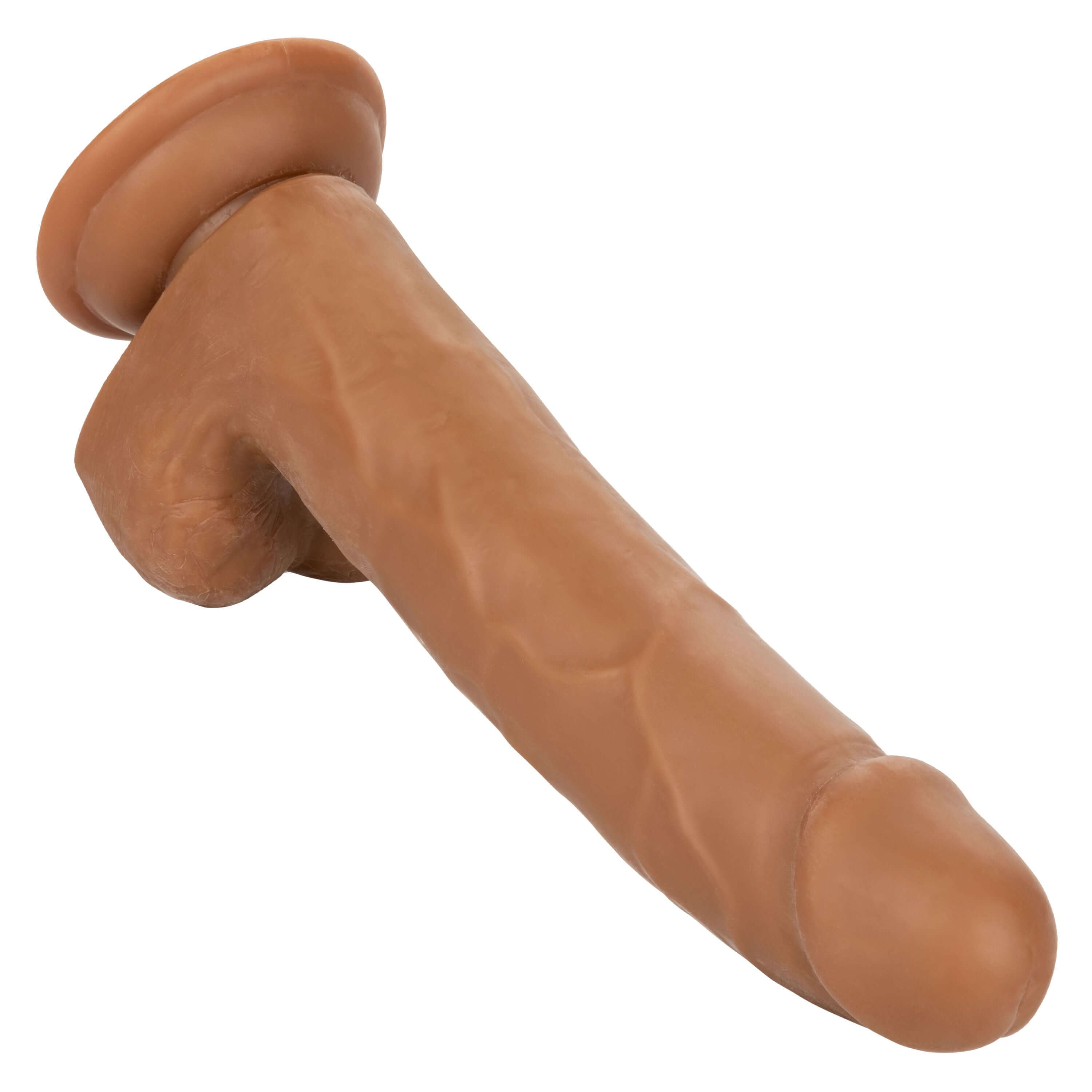 Size Queen Dildo 8 inches Brown, realistic detail and flexible design for an authentic experience.