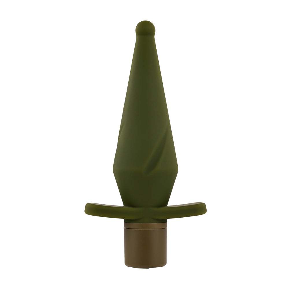 Selopa The Private Rechargeable Silicone Anal Plug Green with a tapered design for comfortable insertion and stimulation.