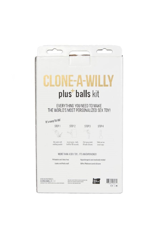 Clone a Willy Plus Balls Kit Light Skin Tone packaging showing instructions and product details.