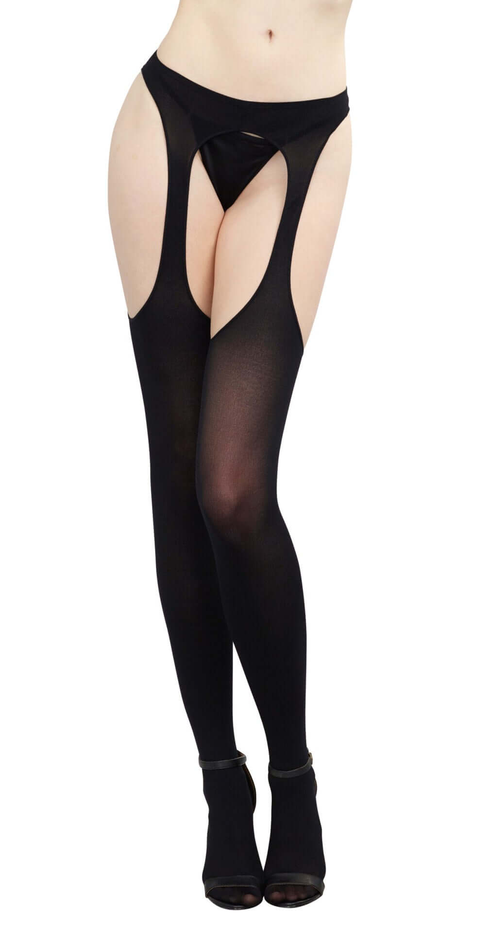 Sheer Suspender Pantyhose - One Size - Black-0