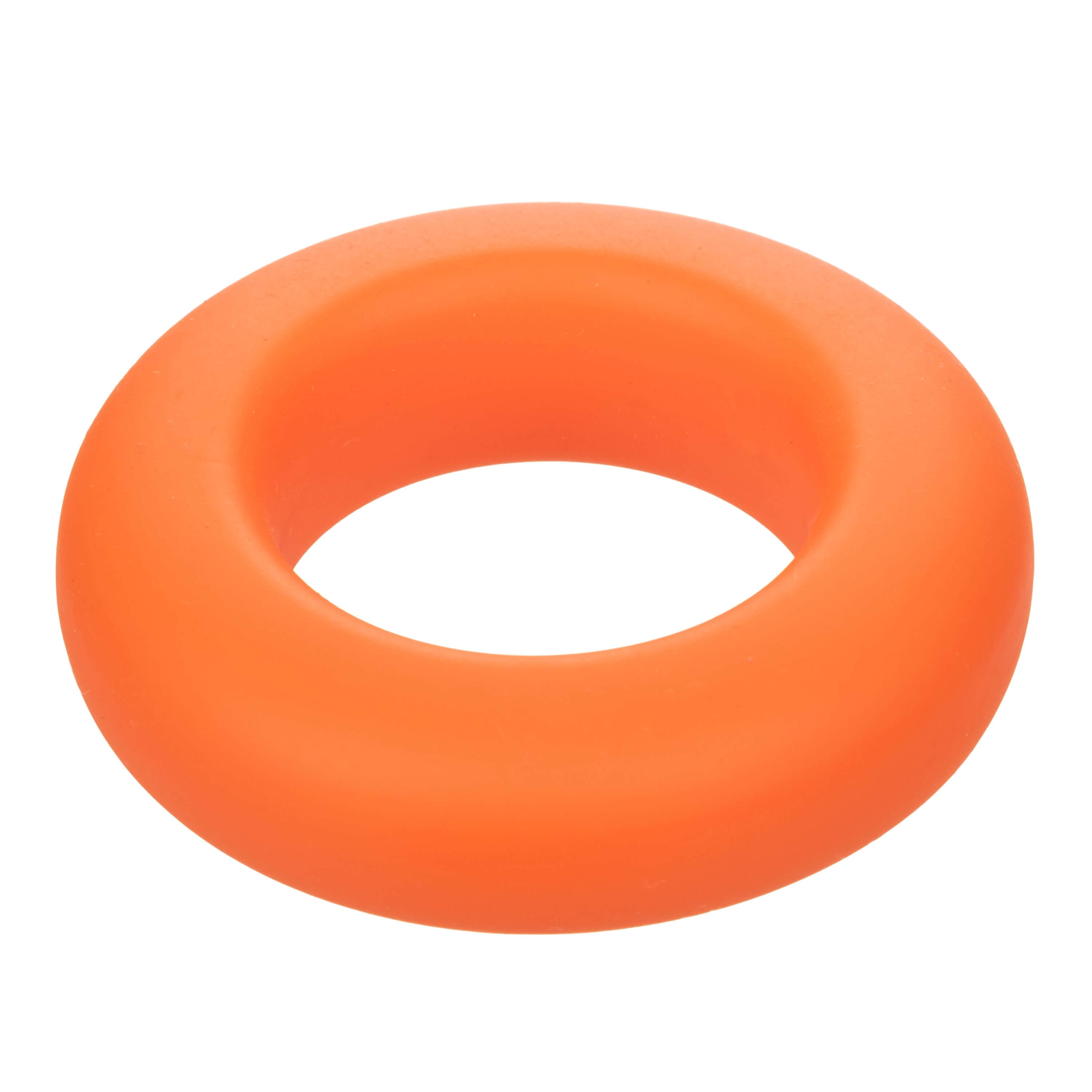 Alpha Liquid Silicone Prolong Large Ring Orange on a white background showcasing its smooth texture and vibrant color.