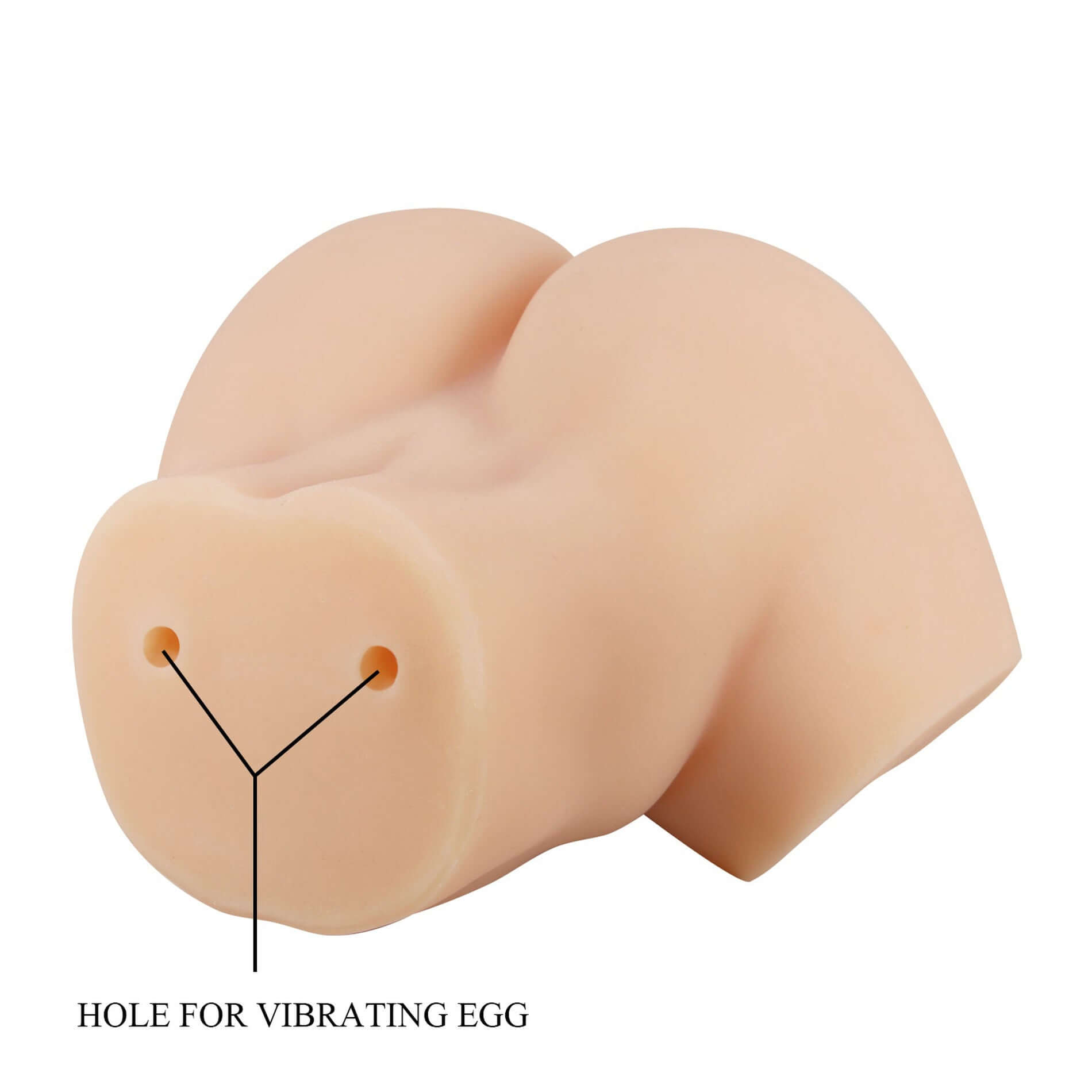 Realistic vagina and anus dual entry masturbator with hole for vibrating egg