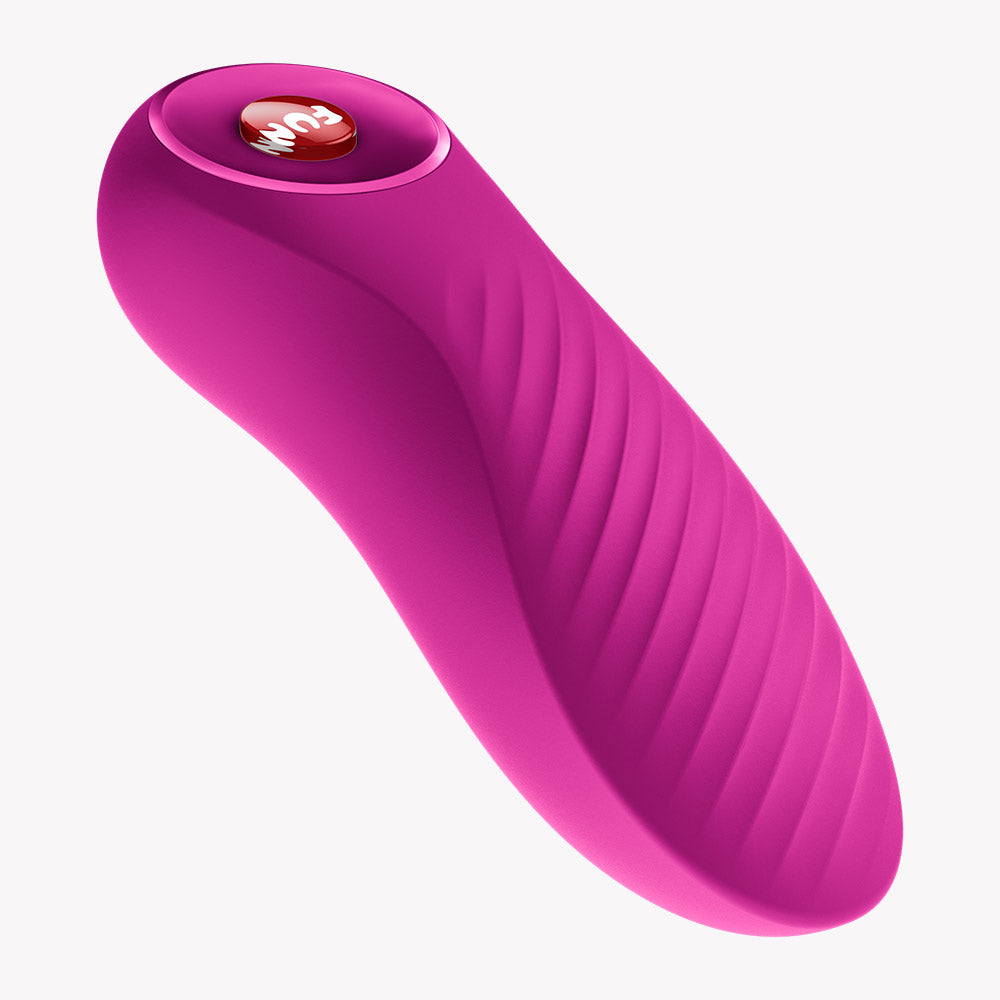 Fun Factory Bijou Bullet Vibrator Magenta side view, featuring a curved design and vibrant color for stimulating pleasure.