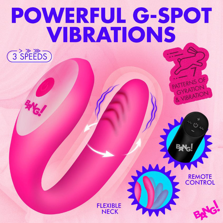 Bang Gyrating G-Spot Vibrator Pink with powerful vibrations, flexible neck, remote control, and multiple speeds.