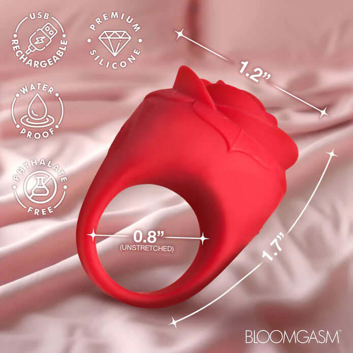 Rose Ring Discreet Finger Vibrator - Red-2