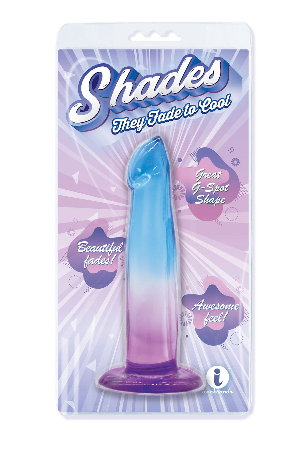 Shades, 6.25&quot; G-Spot Jelly Tpr Gradient Dong - Blue and Purple-0