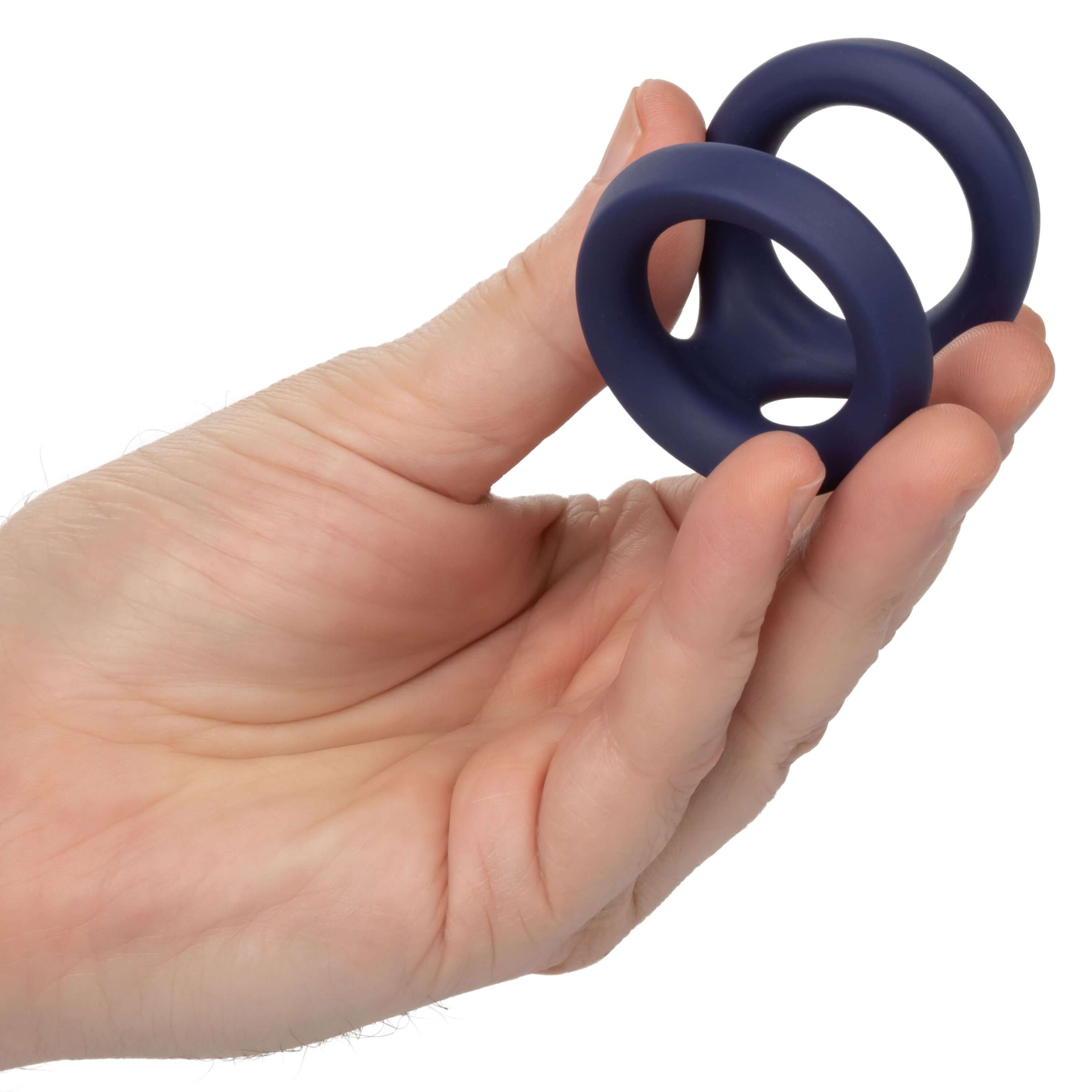 Hand holding Viceroy Dual Silicone Ring, a premium dual ring for enhanced sensation and support.