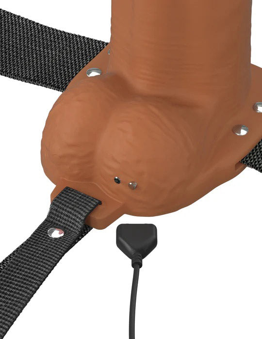 Fantasy X-Tensions Elite 7" Vibrating Hollow Silicone Strap-on - Brown-3