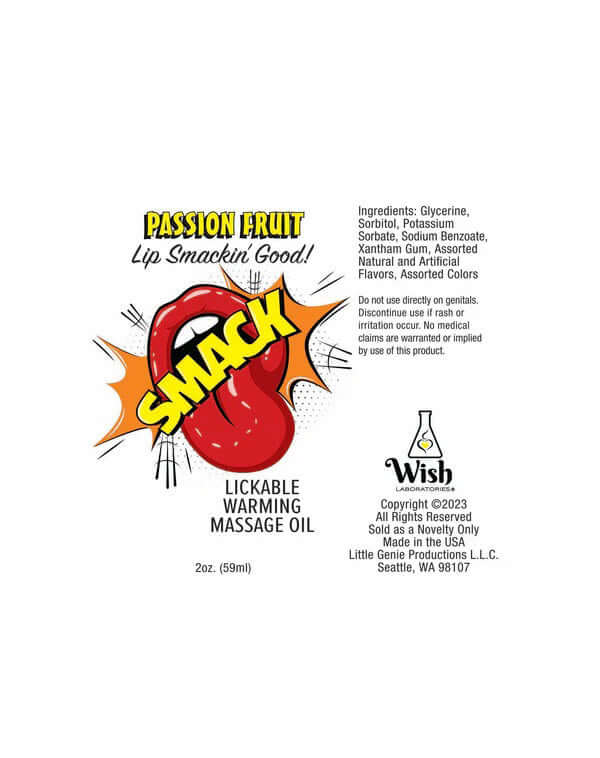 Smack Lickable Massage Oil, 3ml Pouch Display 36pc - Passion Fruit-1