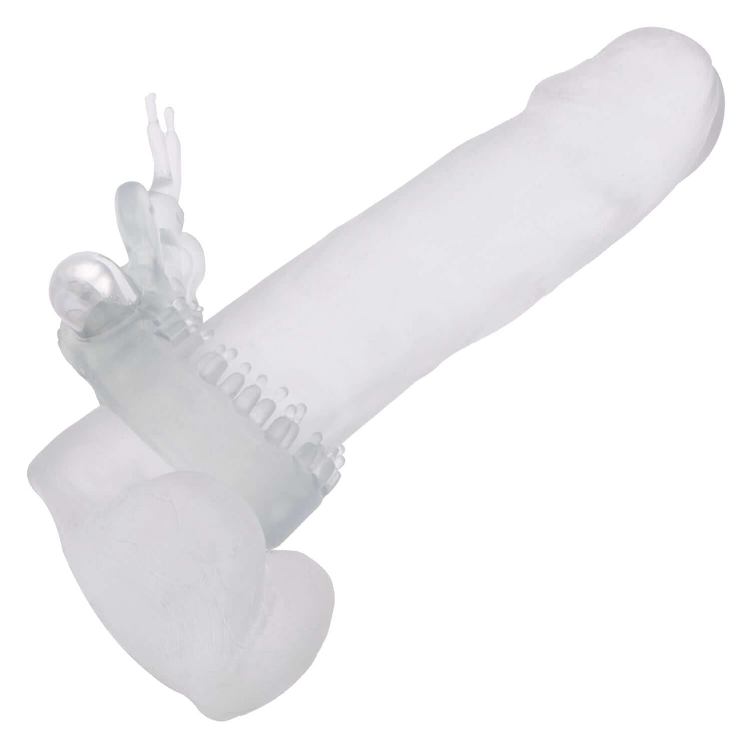 Wireless Butterfly Ring Rechargeable Clear, a waterproof vibrating erection enhancer for couples.