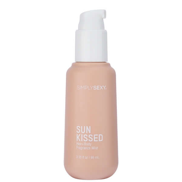 Simply Sexy Pheromone Hair & Body Mist Sun Kissed 3.35 Oz bottle with white pump dispenser.
