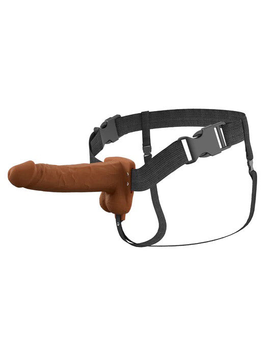 Fantasy X-Tensions Elite 7" Vibrating Hollow Silicone Strap-on - Brown-1