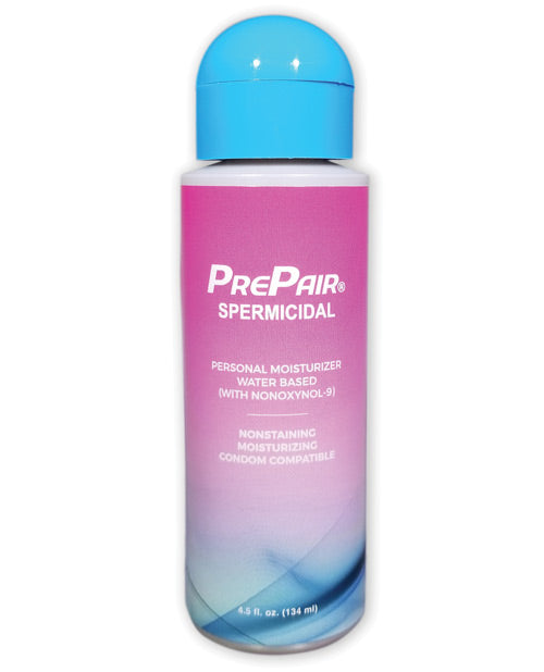Pre Pair Spermicidal Lube 4.5 Oz Water Based personal lubricant bottle with Nonoxynol-9 for added intimacy.