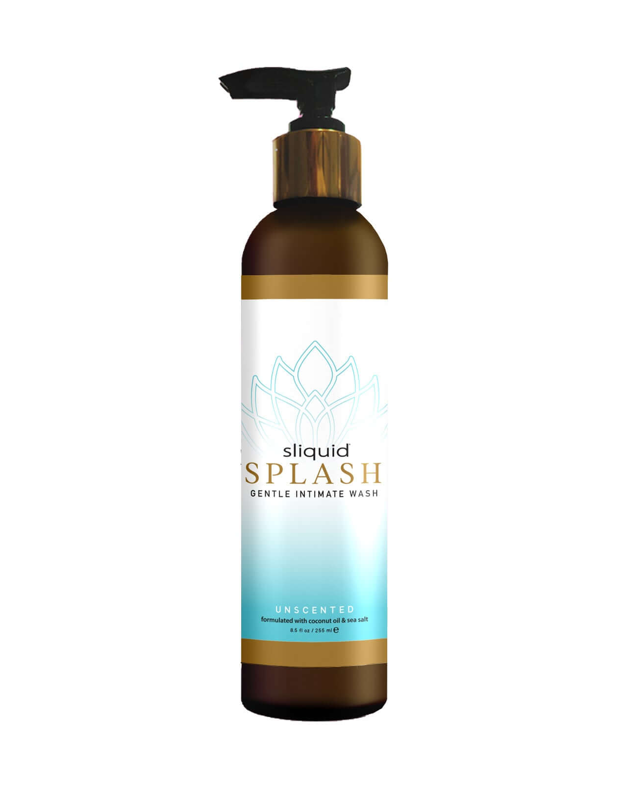 Sliquid Balance Splash Intimate Wash 8.5 Oz bottle with pump for gentle intimate hygiene.