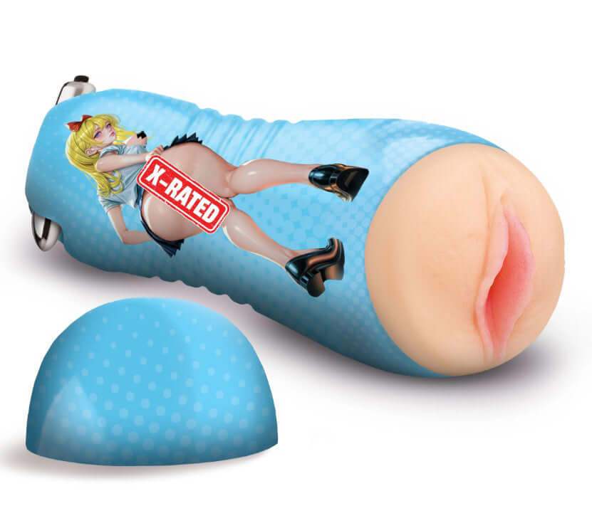 Asuna the School Girl Vibrating Pussy Stroker Beige showcasing a realistic TPE sleeve with playful design.