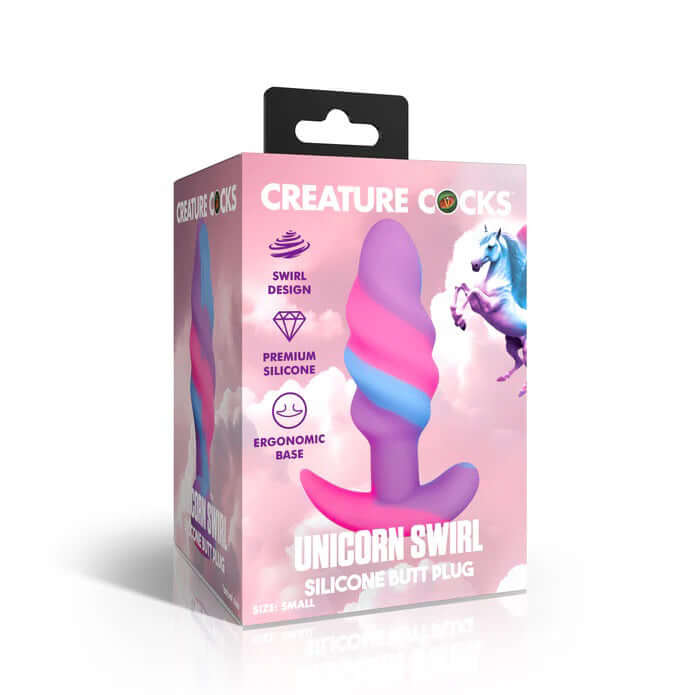 Unicorn Swirl Silicone Butt Plug - Small-2