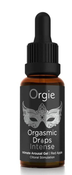 Orgie Orgasmic Drops Intimate Arousal Gel Red Apple 1 Oz bottle for enhancing intimate experiences.