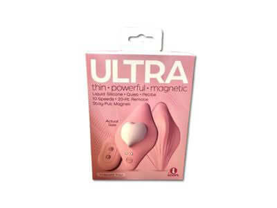 Ultra I Heart You Panty Vibe with Remote Control Pink product packaging featuring sleek design and remote control.