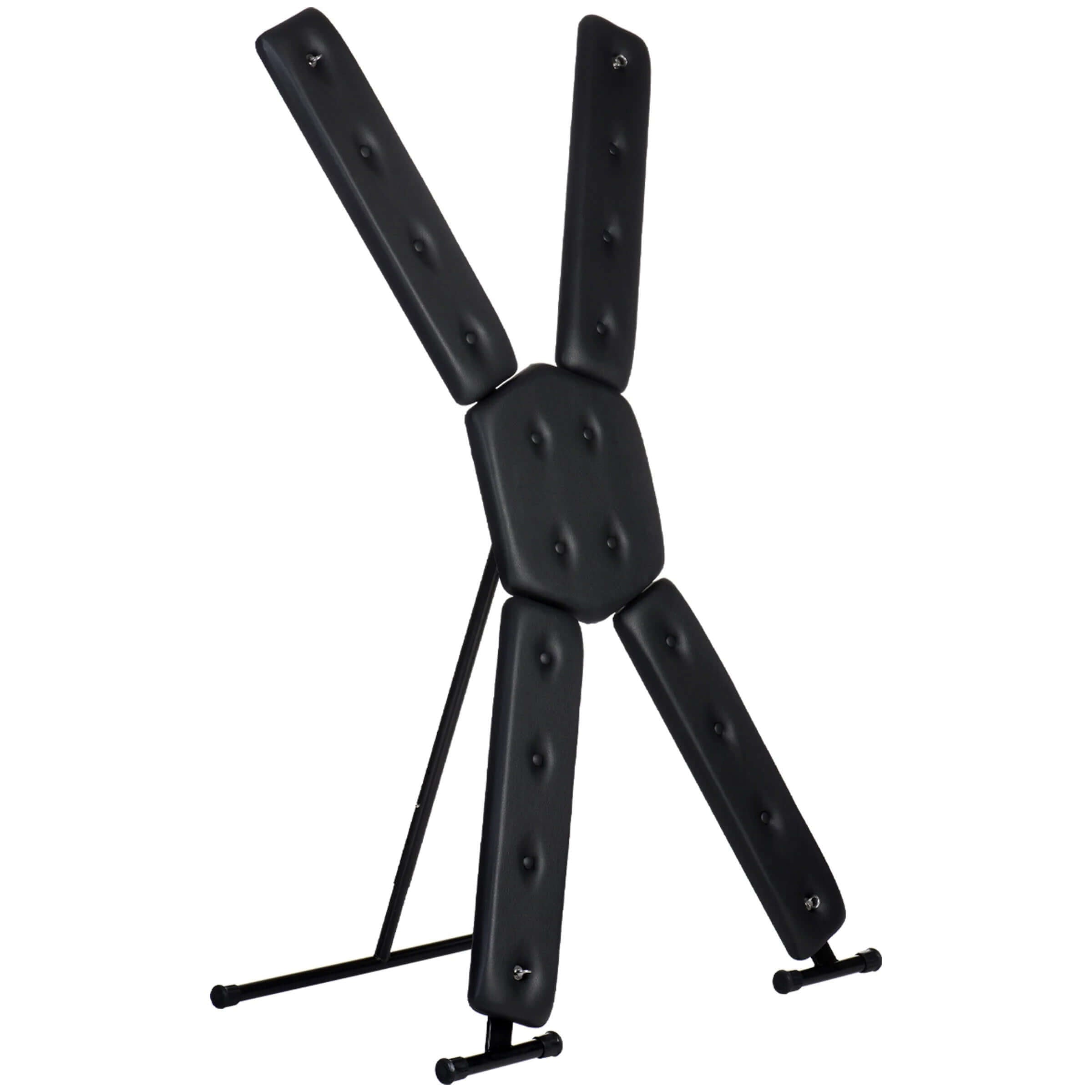 St. Andrew's Cross - Deluxe black iron and wood design with foam padding covered in vegan leather - BDSM furniture.