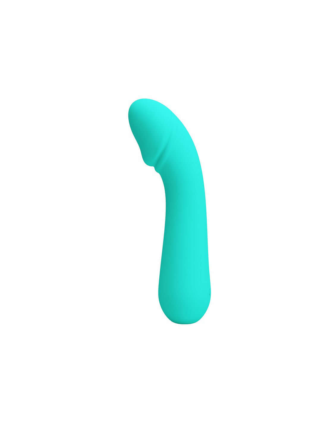 Cetus Rechargeable Turquoise G-spot Vibrator with Super Soft Silicone and Curved Design for Sensual Contours and Enhanced Functionality.