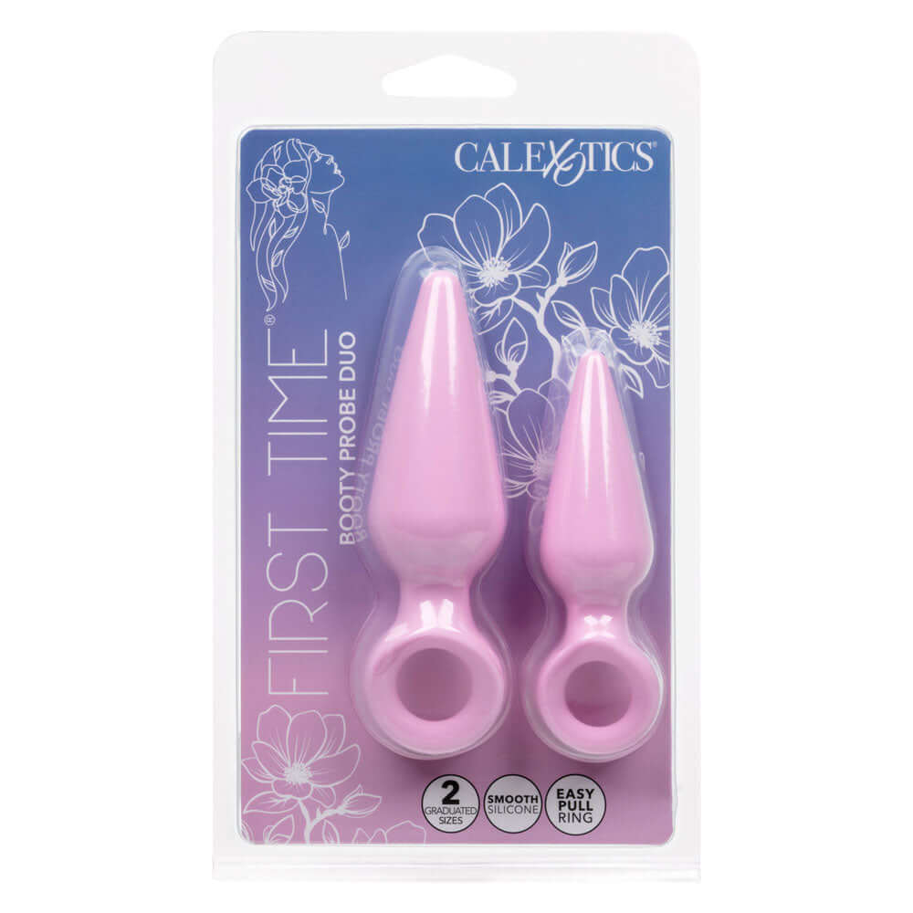 First Time Booty Probe Duo Pink two-piece set designed for beginner anal play exploration.