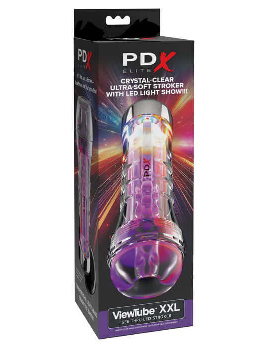 Pdx Elite Viewtube XXL See-Thru Ez-Grip Led Stroker - Clear-0