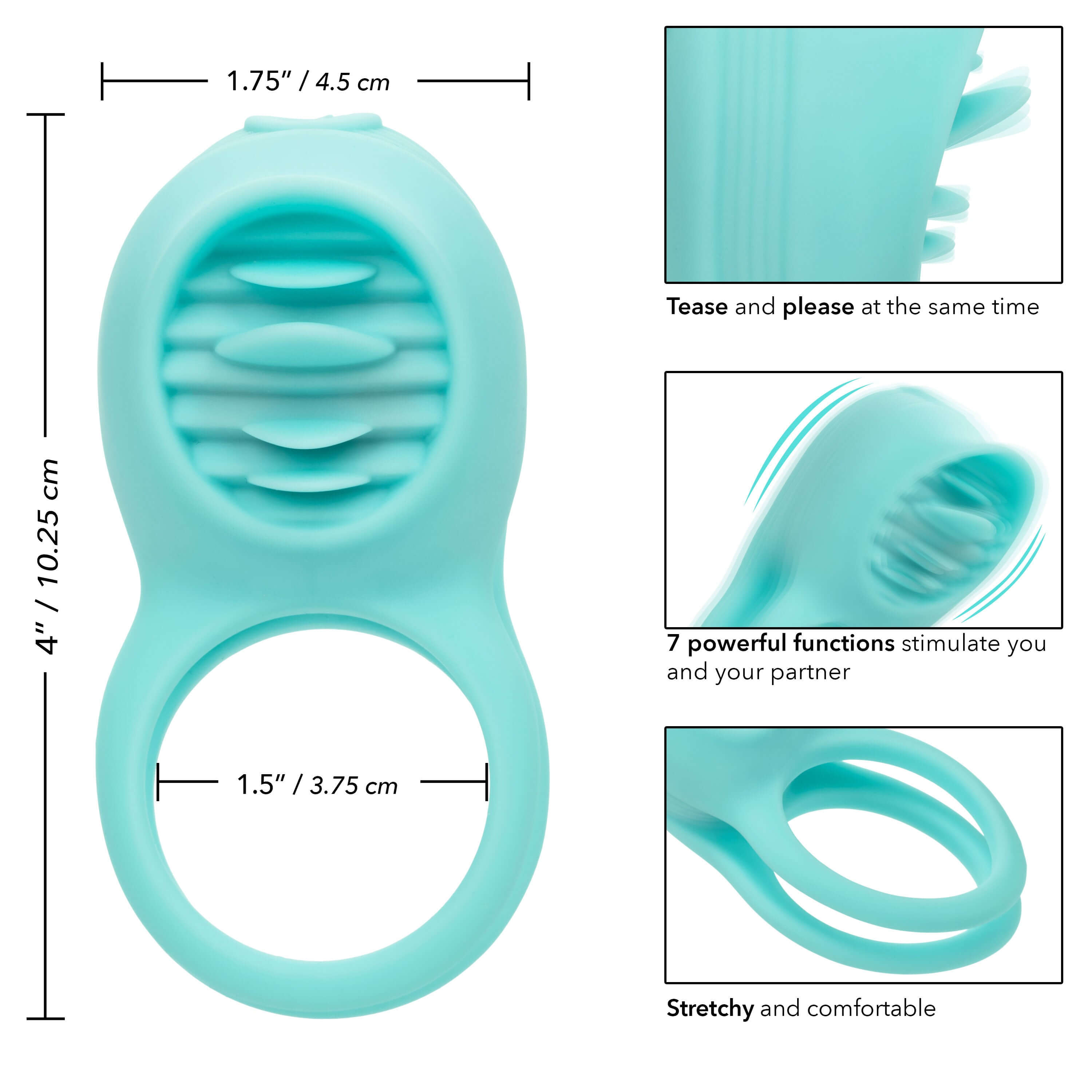 Silicone Rechargeable French Kiss Enhancer with flexible design and 7 powerful functions for couples.
