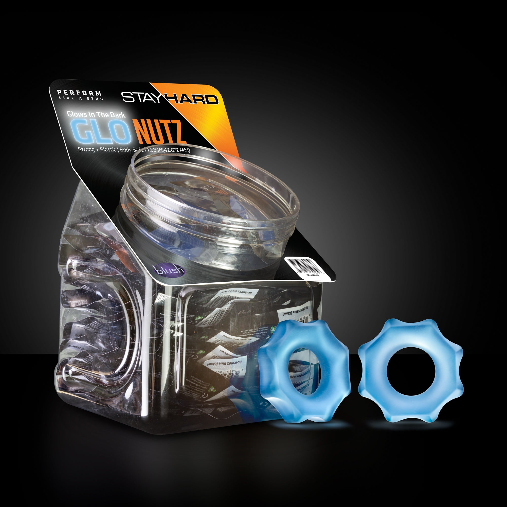 Stay Hard - Glo Nutz - 40 Piece Fishbowl - Blue-0