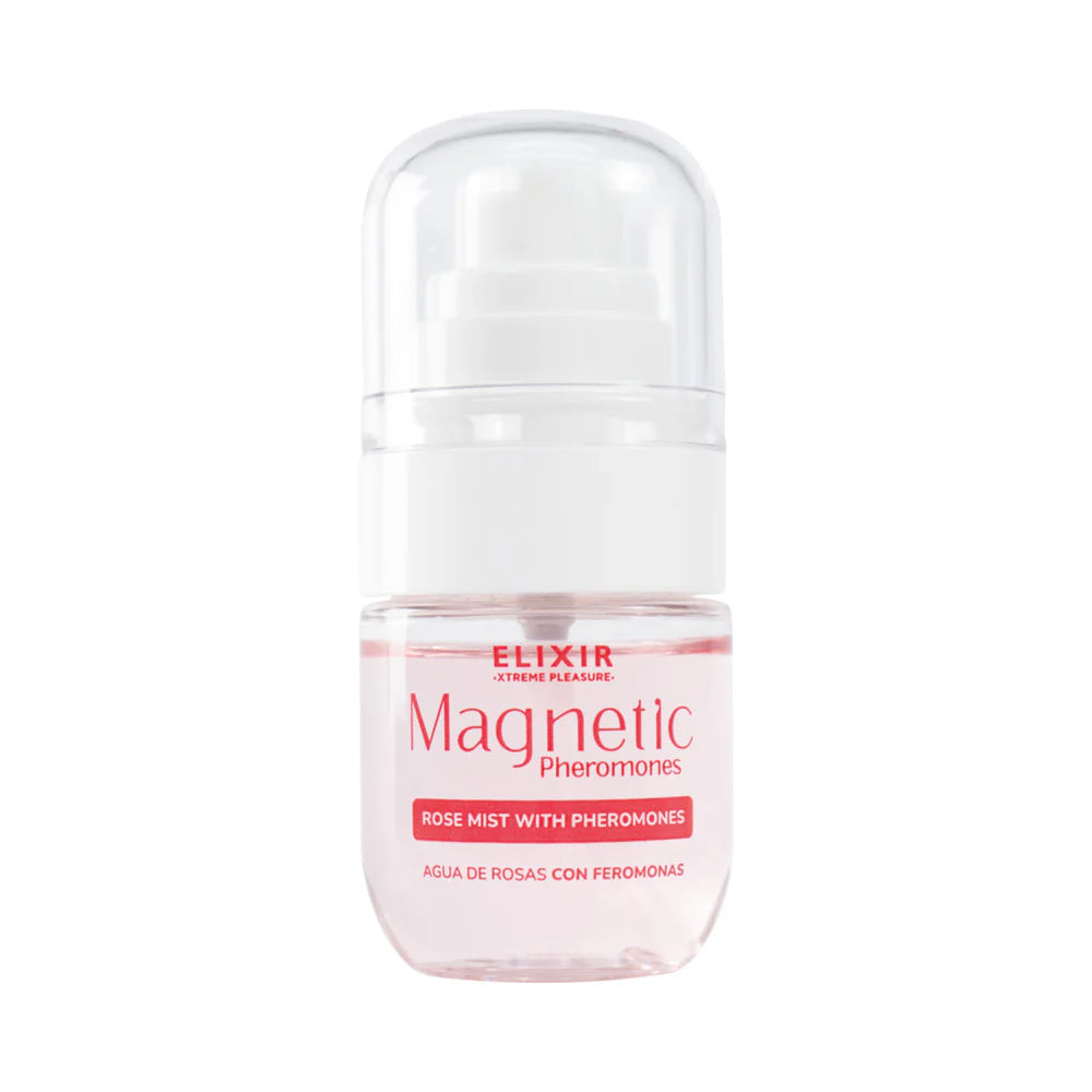 Elixir Magnetic Rose Mist With Pheromones 30 ml bottle with a floral design for refreshing skin and hair.