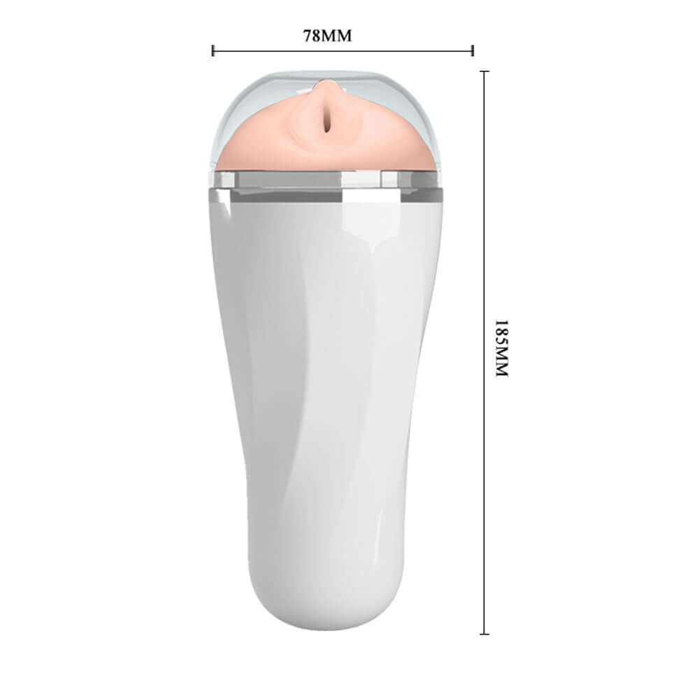 Image of Crazy Bull Vagina Stroker Trish showing its compact design and dimensions (78mm x 185mm)