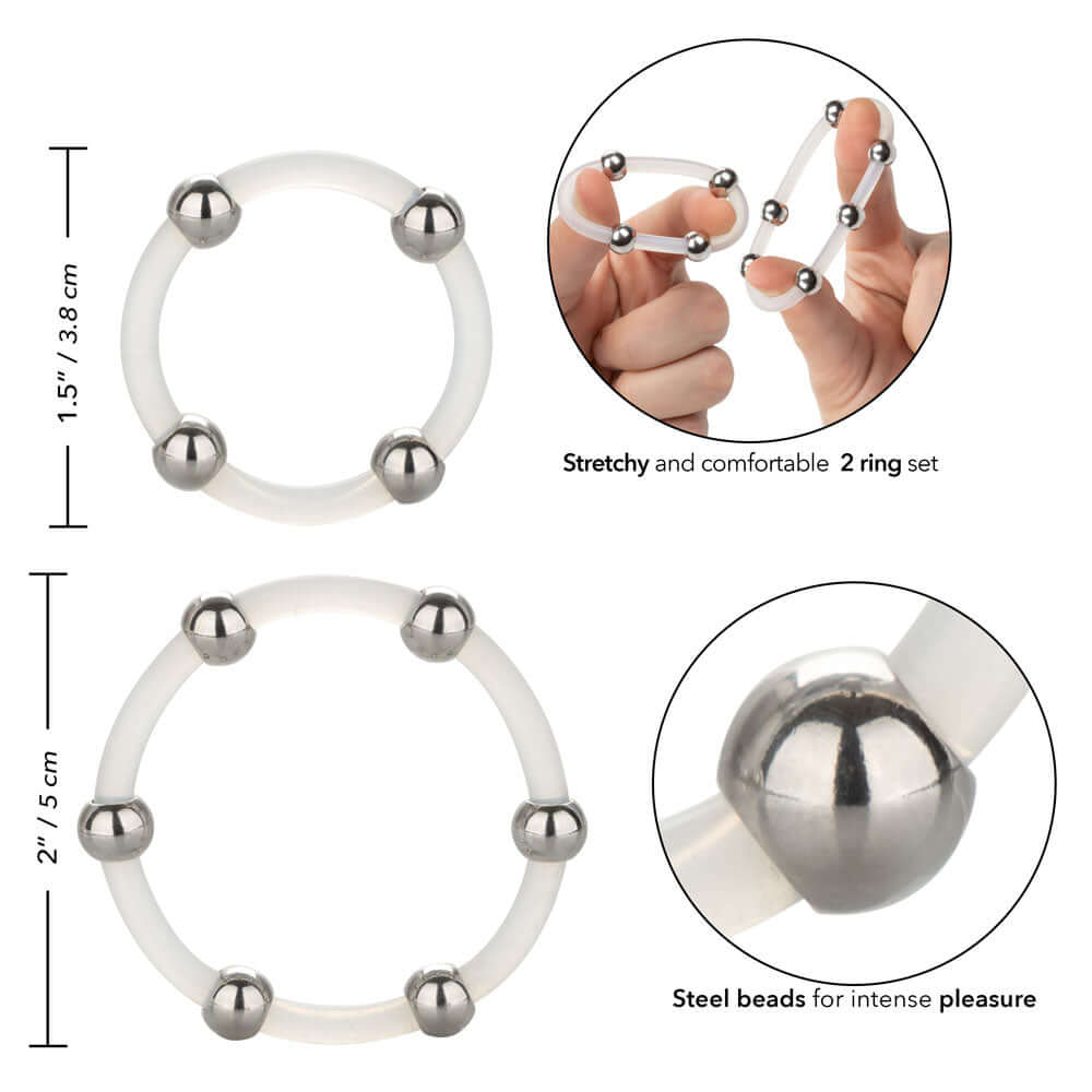 Steel Beaded Silicone Ring Set-0