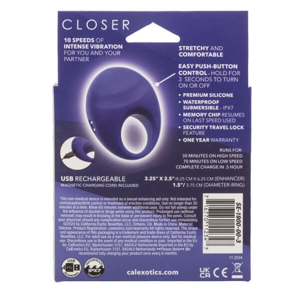 Closer Intimate Rechargeable Ring Embrace - Purple-0