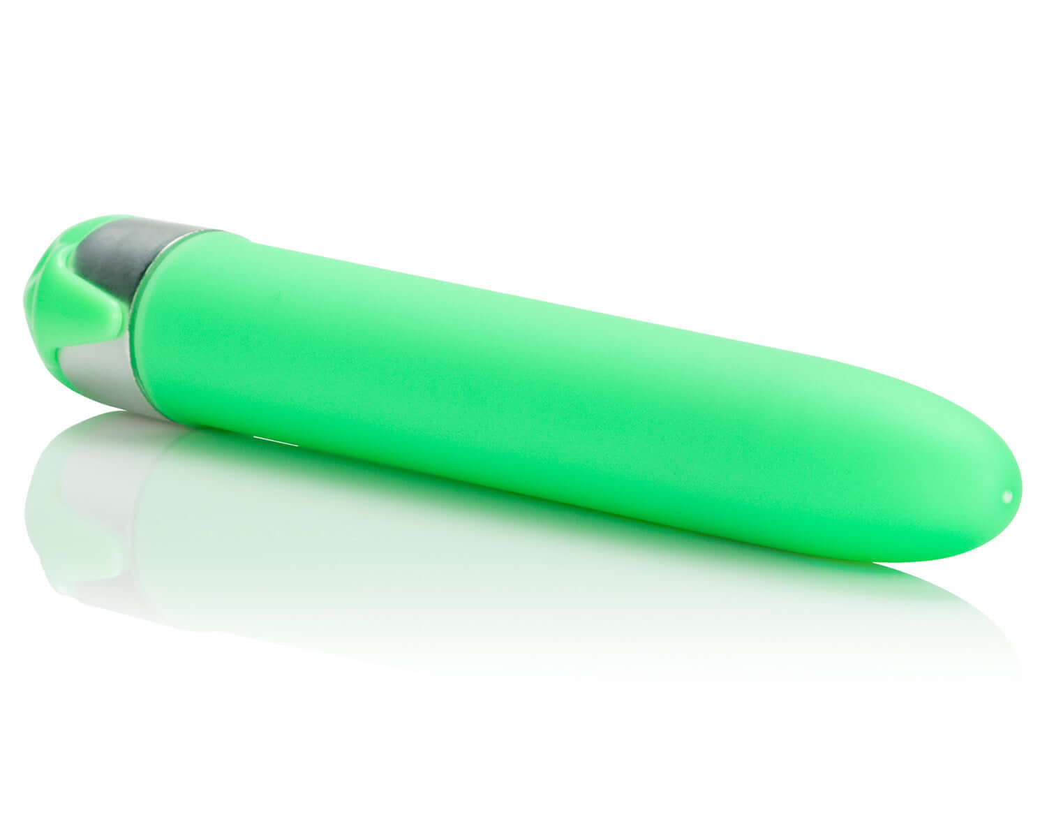 Shanes World Sorority Party Vibe All Night Long Green massager shown on a reflective surface.