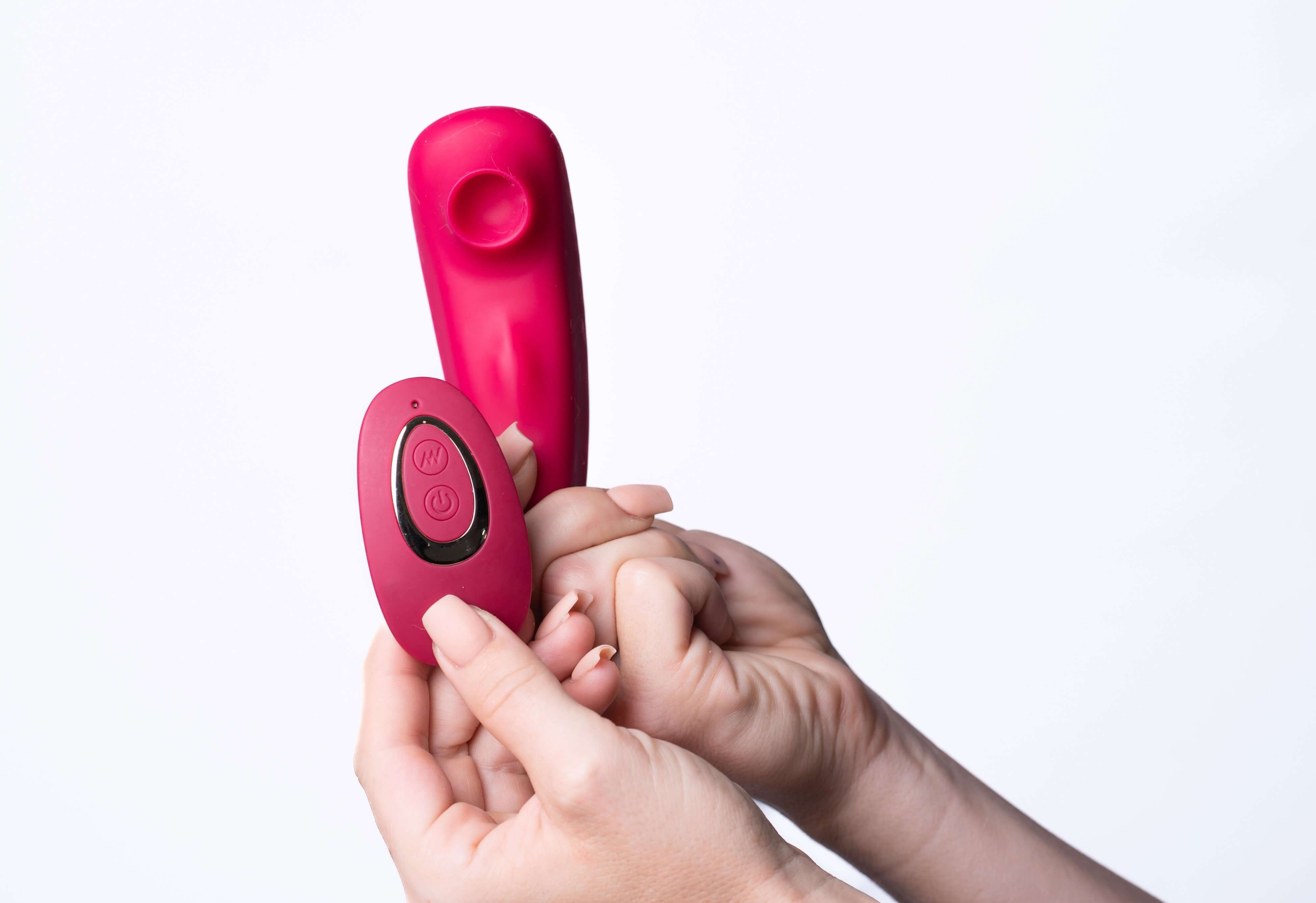 Remi 15-Function Rechargeable Remote Control   Suction Panty Vibe - Red-7