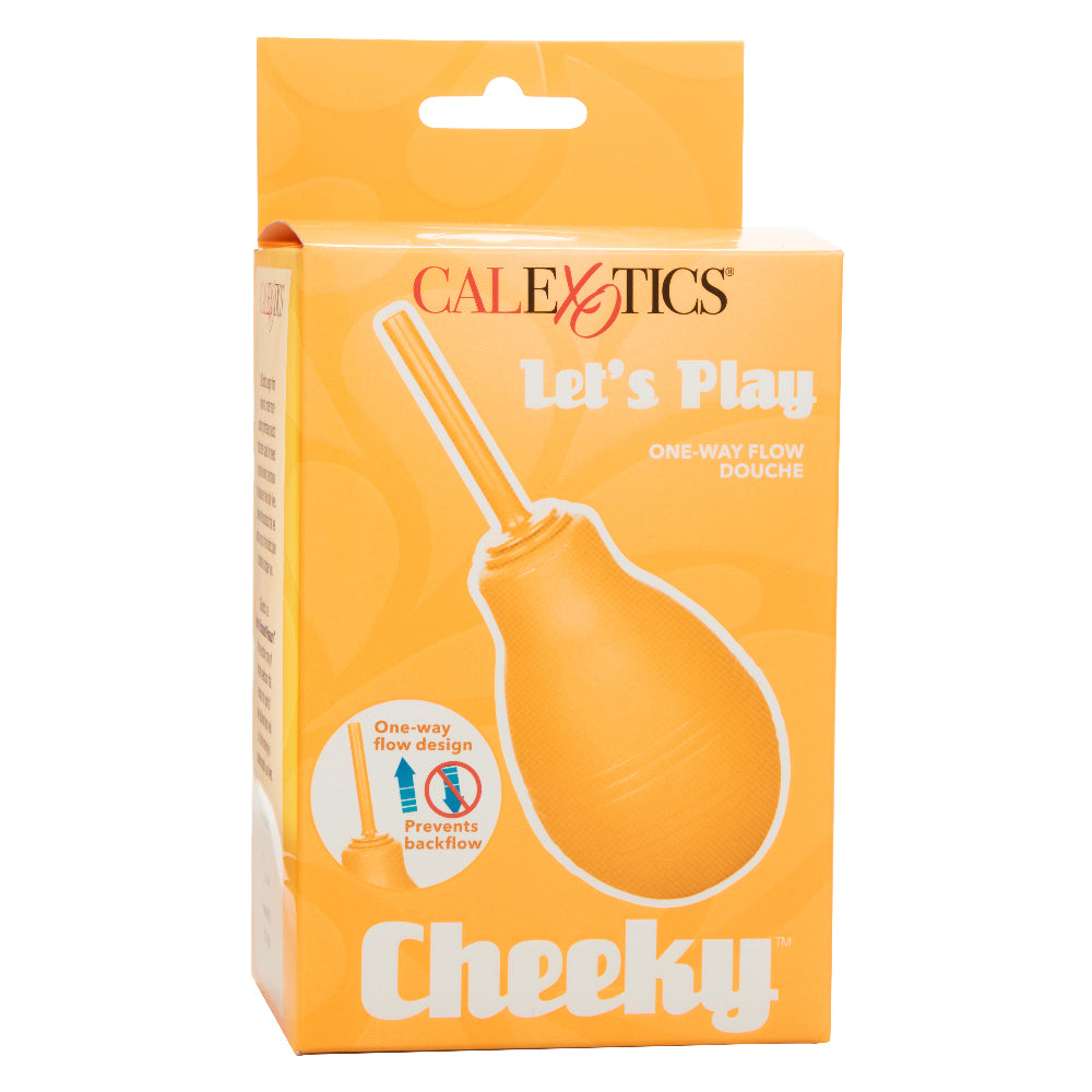 Cheeky One-Way Flow Douche Orange packaging with modern design and one-way flow system for hygienic cleansing.