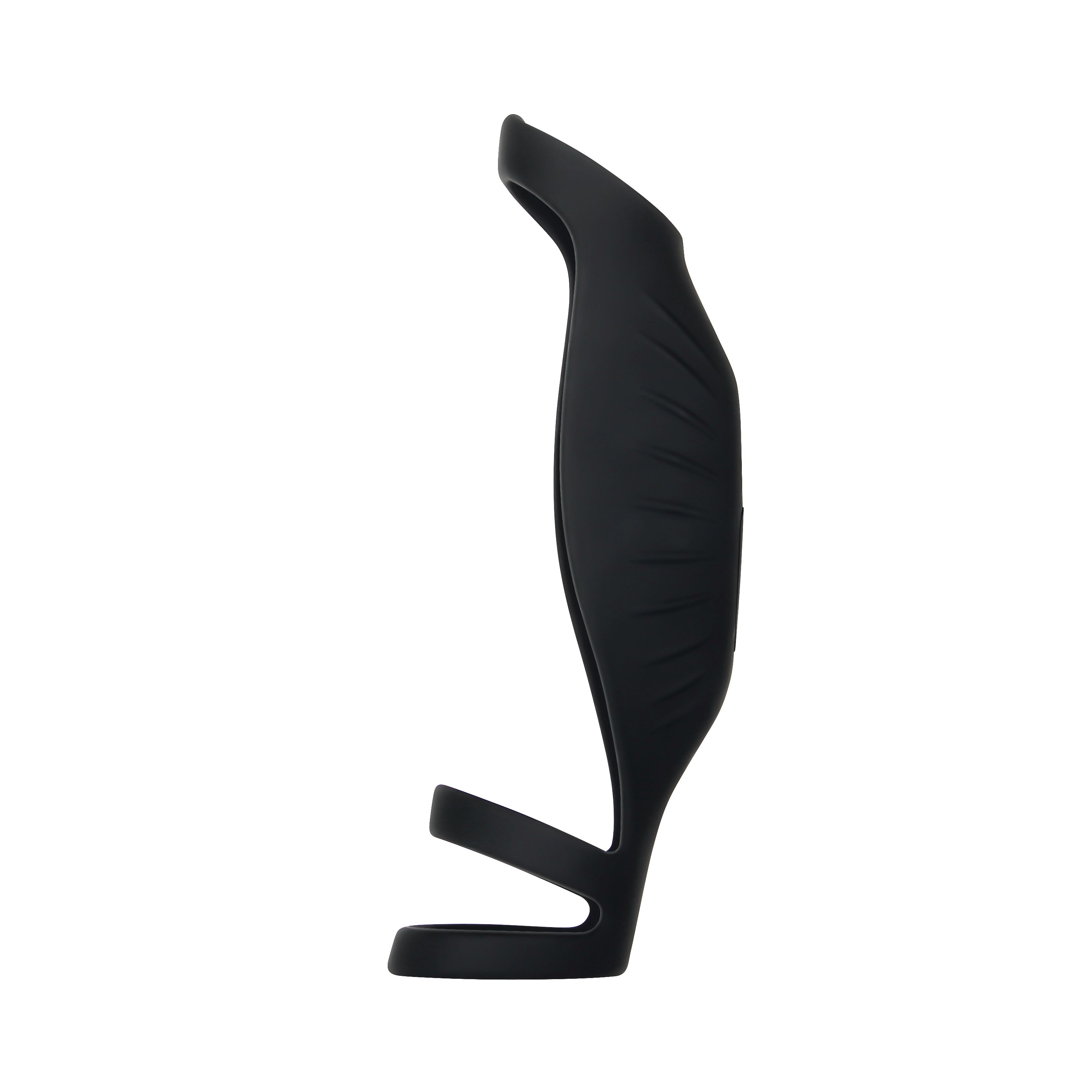 Gender X Rocketeer Rechargeable Penis Sleeve Black side view, flexible and body-safe design for stimulation.